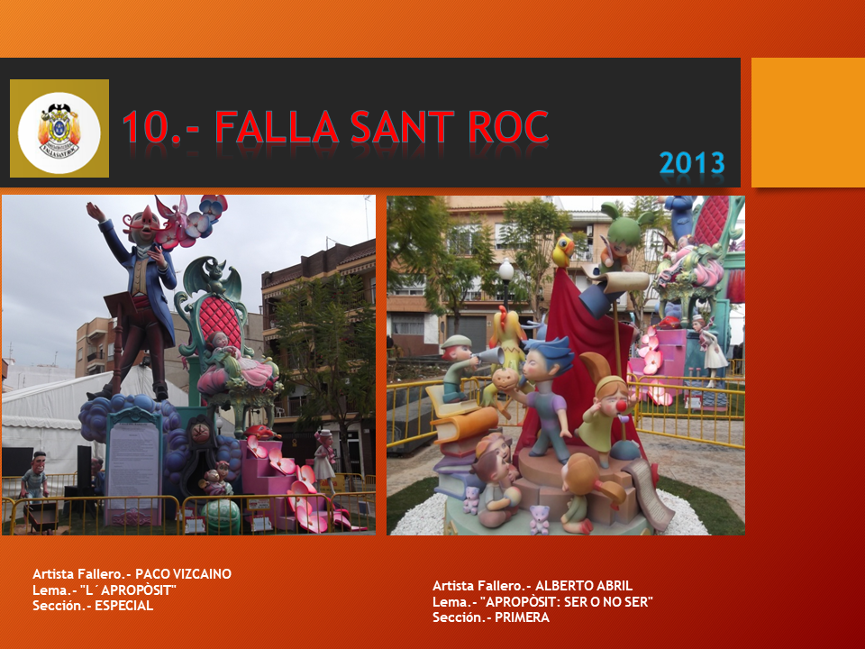  NUESTRAS FALLAS, FALLA PLAÇA SANT ROC 2013