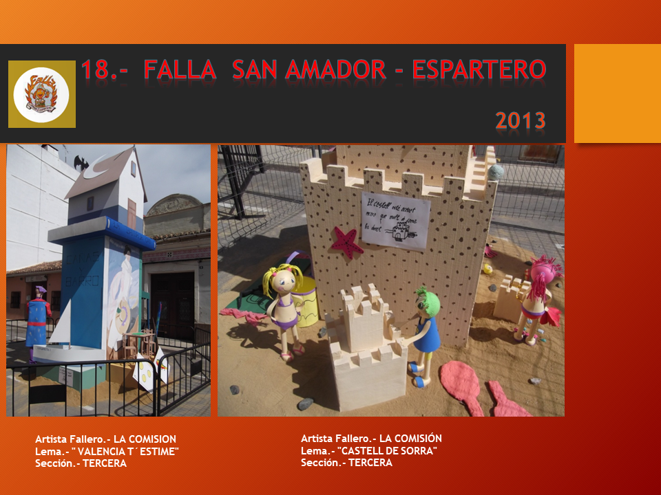  NUESTRAS FALLAS 2013, FALLA SAN AMADOR – ESPARTERO