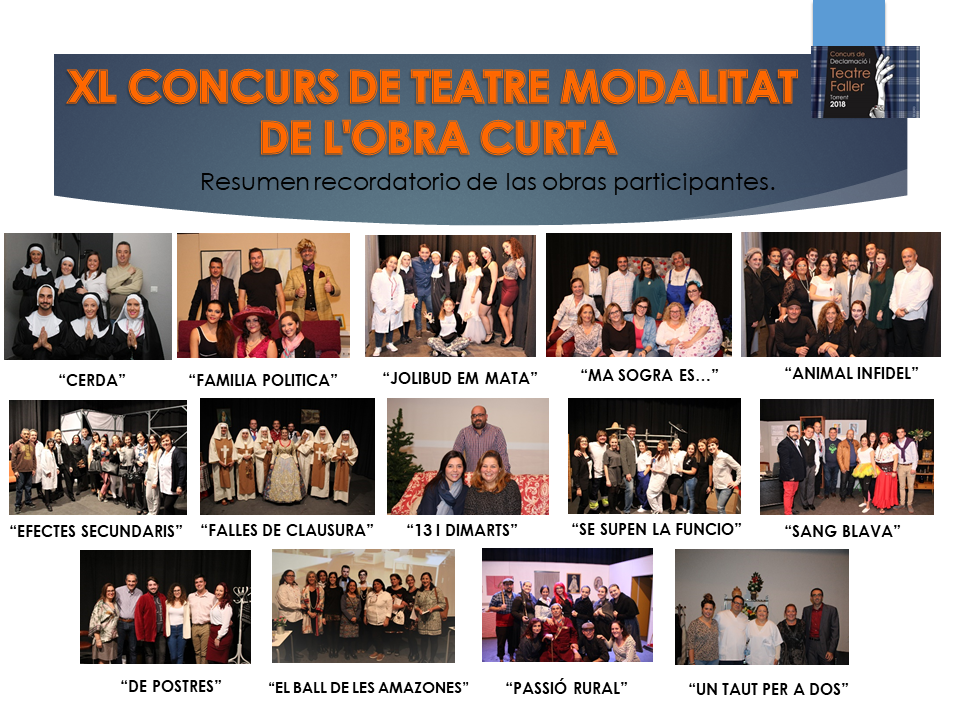  NOMINADOS EN EL XL CONCURSO DE TEATRO CATEGORÍA OBRA CORTA.