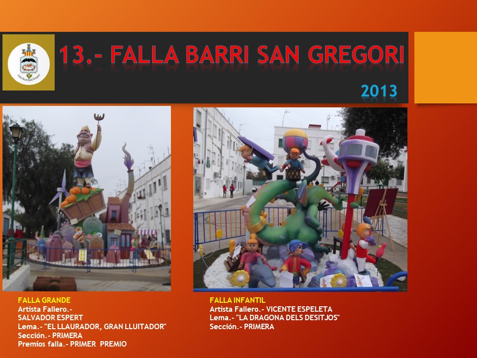  NUESTRAS FALLAS 2014 FALLA BARRI SANT GREGORI