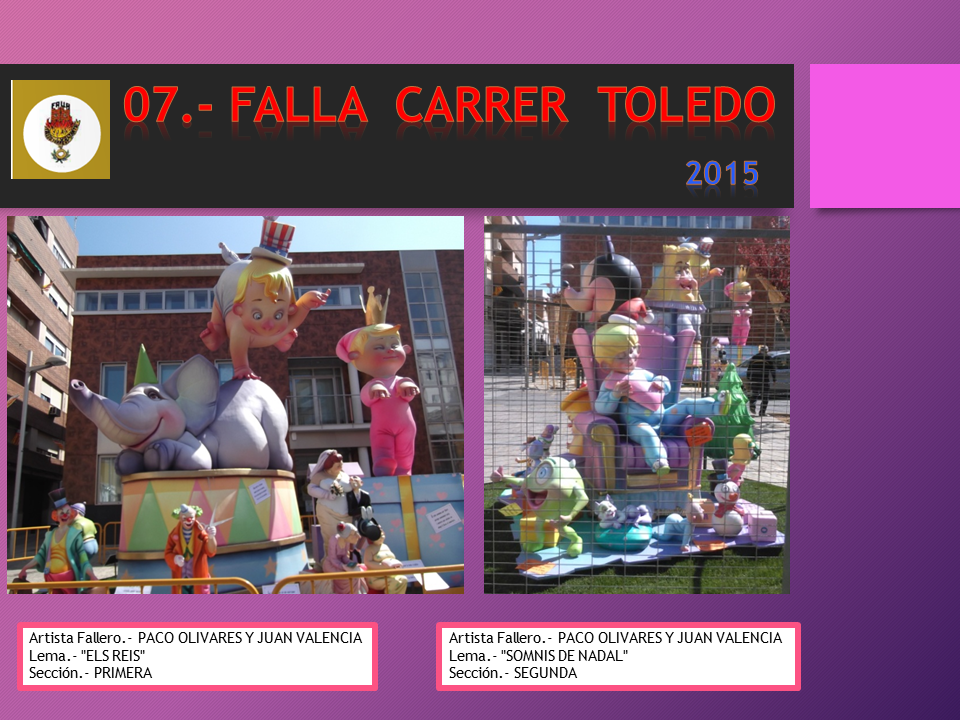  NUESTRAS FALLAS  2015  FALLA CARRER TOLEDO