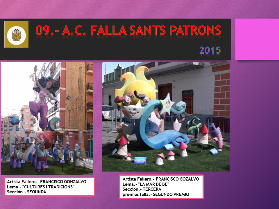  NUESTRAS FALLAS  2015 A.C. FALLA SANTS PATRONS