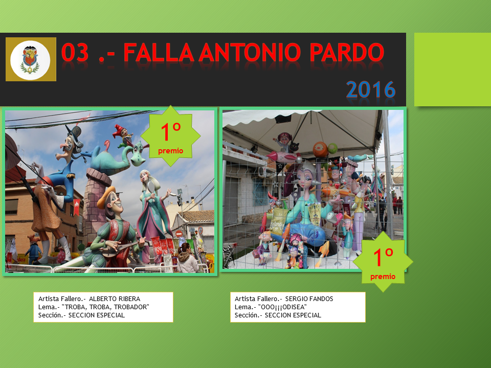  NUESTRAS FALLAS 2016 FALLA ANTONI PARDO