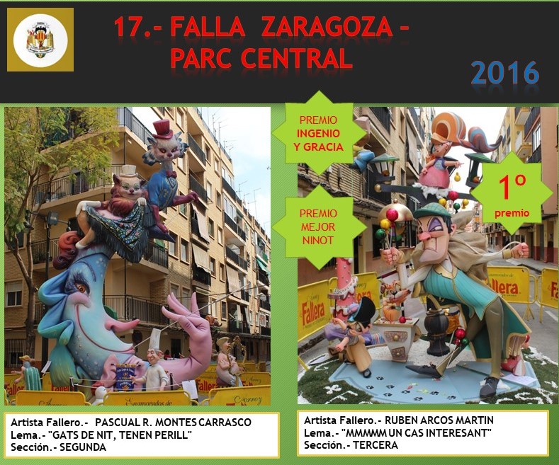  NUESTRAS FALLAS  2016 FALLA ZARAGOZA – PARC CENTRAL