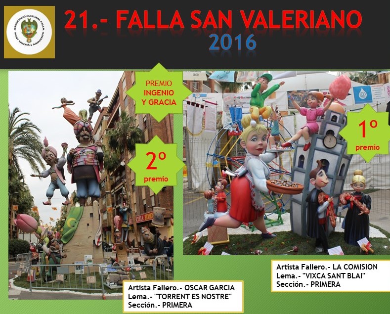  NUESTRAS FALLAS 2016 AC. FALLA SAN VALERIANO