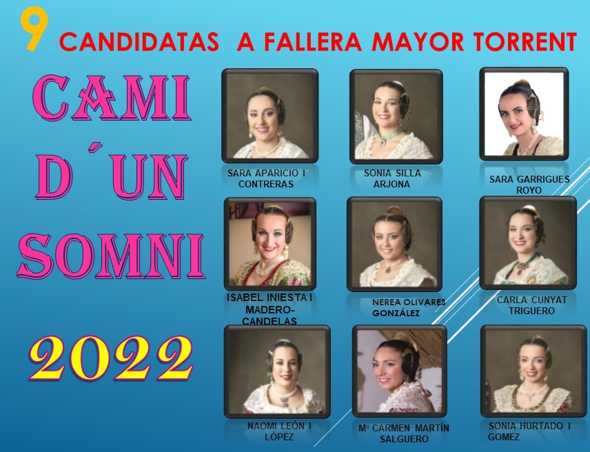  9 CANDIDATAS A FALLERA MAYOR DE TORRENT 2022